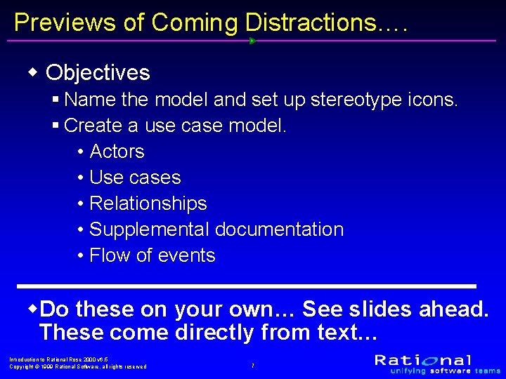 Previews of Coming Distractions…. w Objectives § Name the model and set up stereotype Previews of Coming Distractions…. w Objectives § Name the model and set up stereotype
