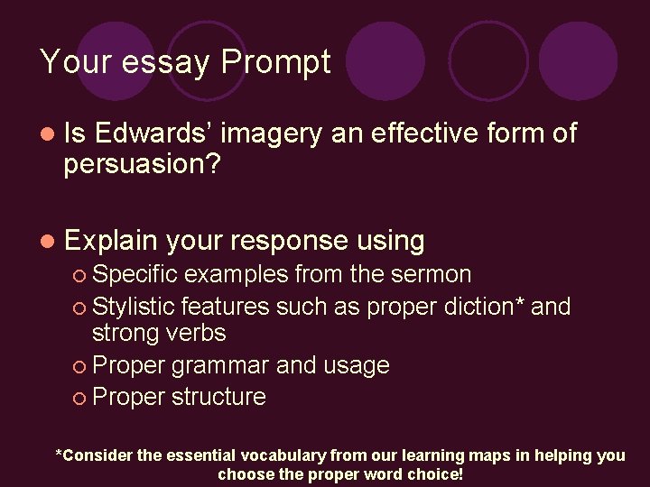 Your essay Prompt l Is Edwards’ imagery an effective form of persuasion? l Explain