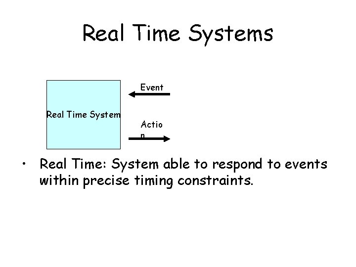 Real Time Systems Event Real Time System Actio n • Real Time: System able Real Time Systems Event Real Time System Actio n • Real Time: System able
