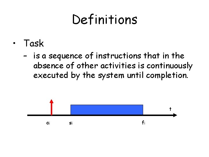 Definitions • Task – is a sequence of instructions that in the absence of Definitions • Task – is a sequence of instructions that in the absence of