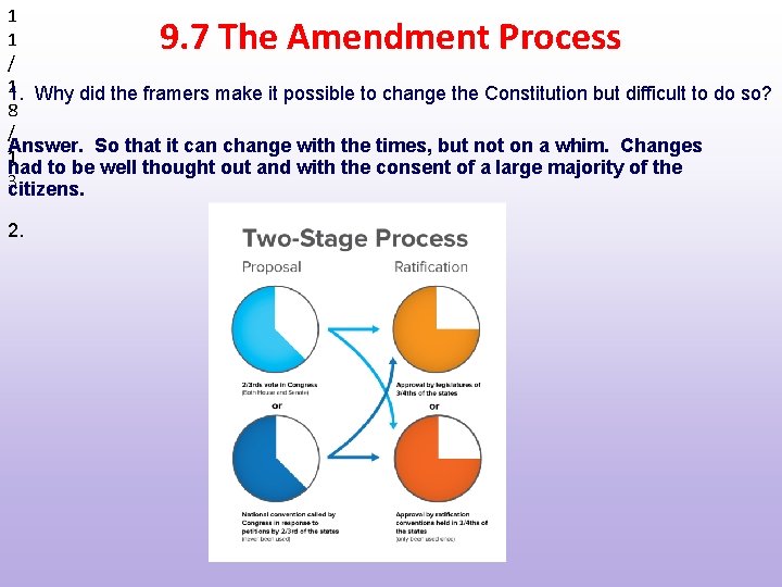 1 1 / 11. Why did the framers make it possible to change the