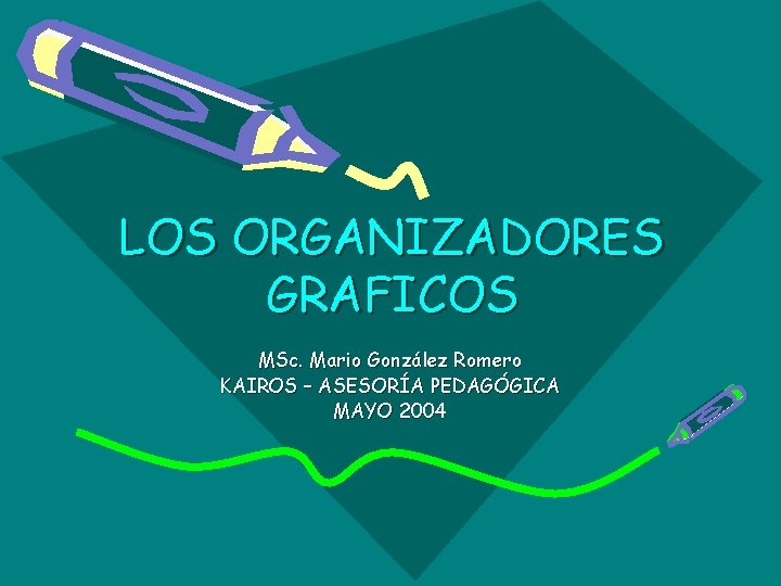 LOS ORGANIZADORES GRAFICOS MSc. Mario González Romero KAIROS – ASESORÍA PEDAGÓGICA MAYO 2004 