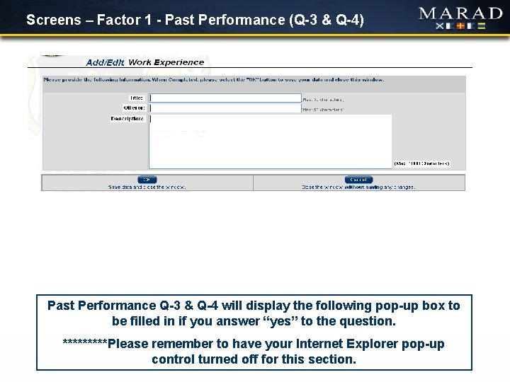 Screens – Factor 1 - Past Performance (Q-3 & Q-4) Past Performance Q-3 &