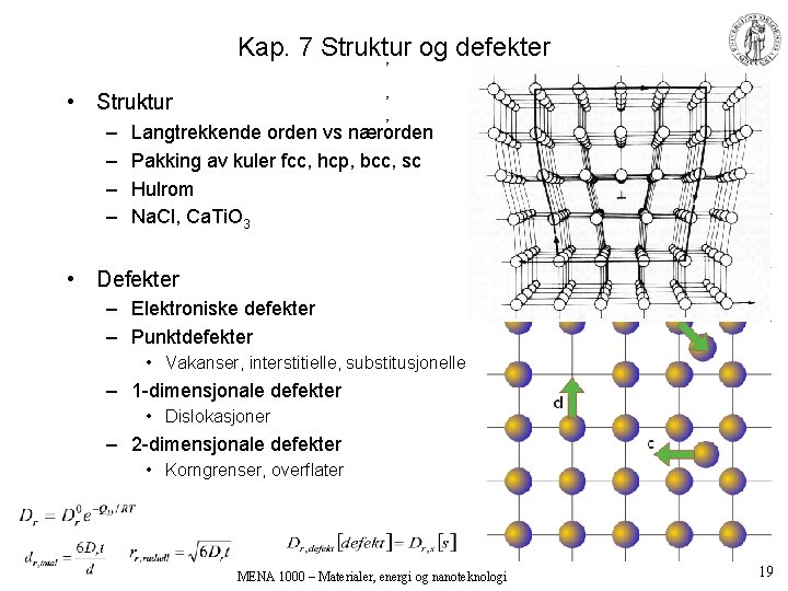 Kap. 7 Struktur og defekter , , • Struktur – – , Langtrekkende orden