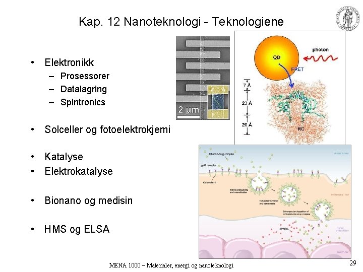 Kap. 12 Nanoteknologi - Teknologiene • Elektronikk – Prosessorer – Datalagring – Spintronics •