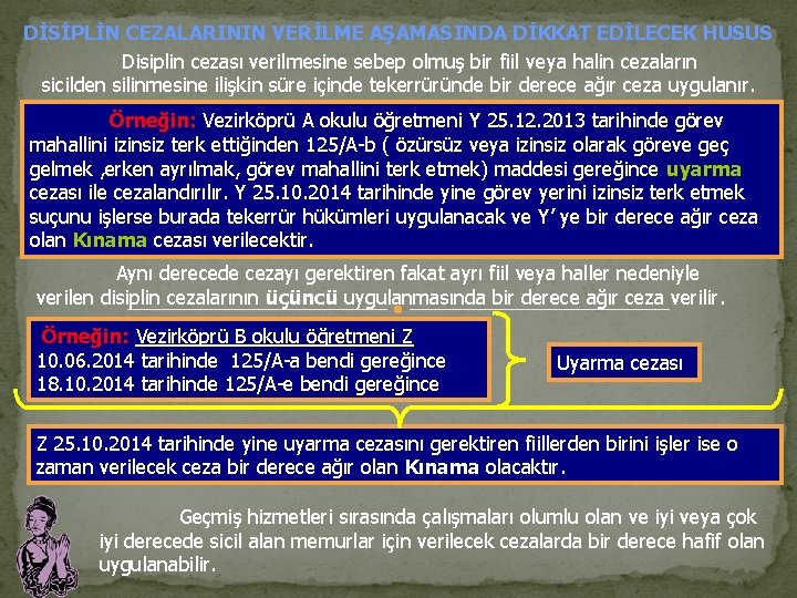 DİSİPLİN CEZALARININ VERİLME AŞAMASINDA DİKKAT EDİLECEK HUSUS Disiplin cezası verilmesine sebep olmuş bir fiil