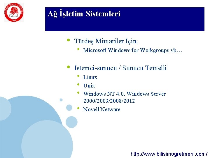 SDÜ Ağ İşletim Sistemleri KMYO • • Türdeş Mimariler İçin; • Microsoft Windows for SDÜ Ağ İşletim Sistemleri KMYO • • Türdeş Mimariler İçin; • Microsoft Windows for