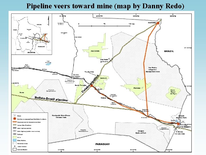 Pipeline veers toward mine (map by Danny Redo) 