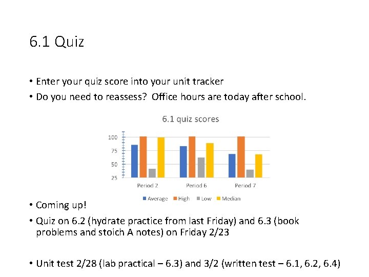 6. 1 Quiz • Enter your quiz score into your unit tracker • Do