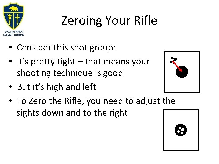 Zeroing Your Rifle • Consider this shot group: • It’s pretty tight – that Zeroing Your Rifle • Consider this shot group: • It’s pretty tight – that
