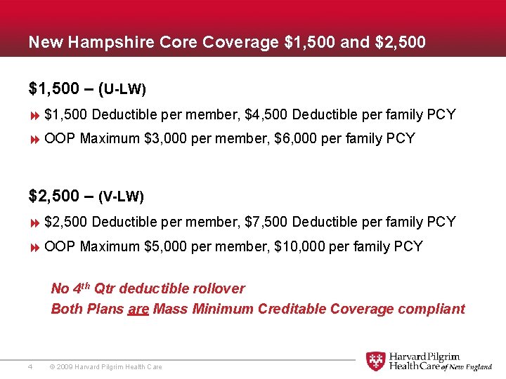 New Hampshire Coverage $1, 500 and $2, 500 $1, 500 – (U-LW) 8 $1,