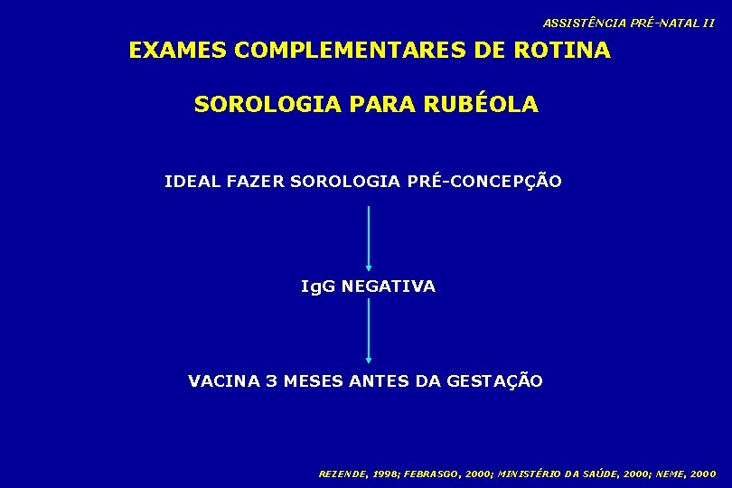 ASSISTÊNCIA PRÉ-NATAL II EXAMES COMPLEMENTARES DE ROTINA SOROLOGIA PARA RUBÉOLA IDEAL FAZER SOROLOGIA PRÉ-CONCEPÇÃO