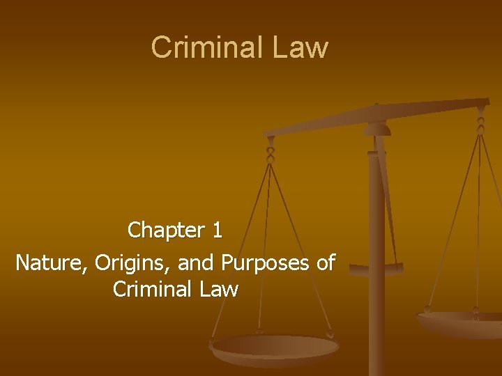 Criminal Law Chapter 1 Nature Origins and Purposes