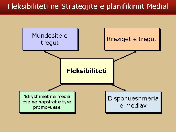 Fleksibiliteti ne Strategjite e planifikimit Medial Mundesite e tregut Rreziqet e tregut Fleksibiliteti Ndryshimet