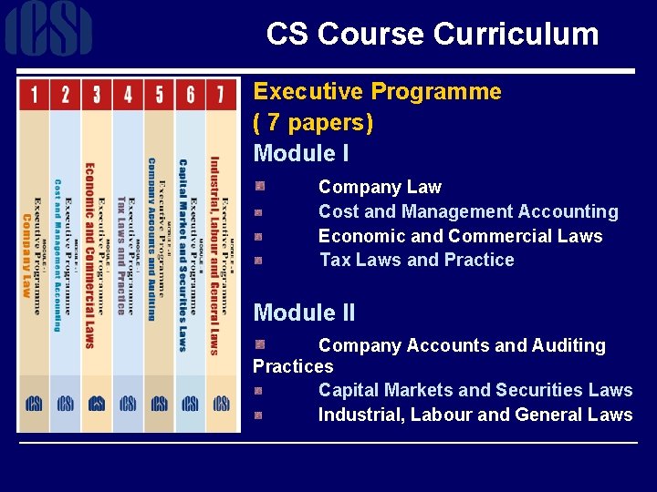CS Course Curriculum Executive Programme ( 7 papers) Module I Company Law Cost and