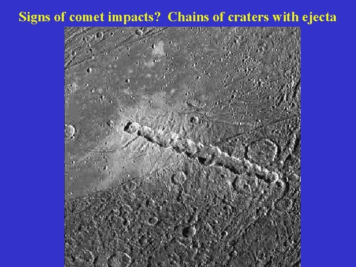 Signs of comet impacts? Chains of craters with ejecta 