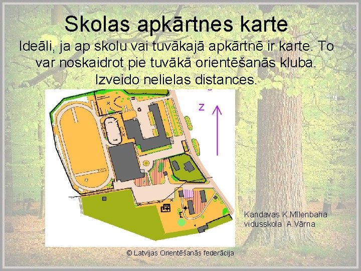 Skolas apkārtnes karte Ideāli, ja ap skolu vai tuvākajā apkārtnē ir karte. To var