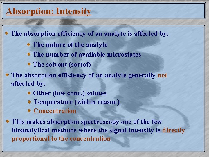 Lecture 3 Absorption UVVisibleIR and CD Burning things