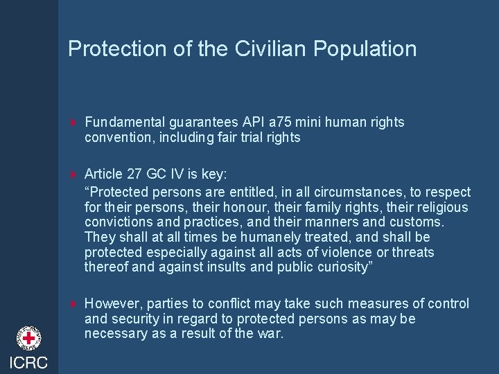 Protection of the Civilian Population 4 Fundamental guarantees API a 75 mini human rights