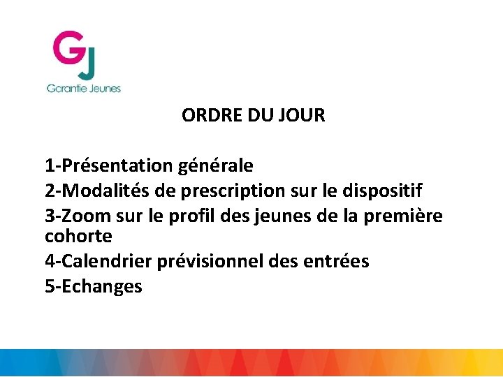 ORDRE DU JOUR 1 -Présentation générale 2 -Modalités de prescription sur le dispositif 3