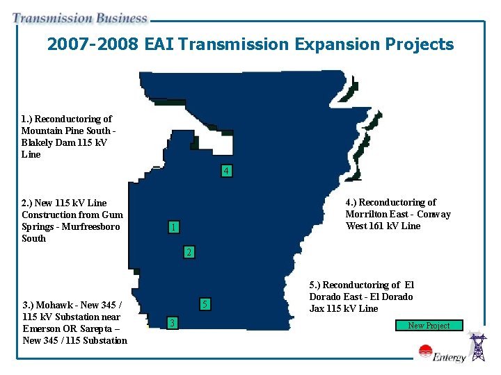 2007 -2008 EAI Transmission Expansion Projects 1. ) Reconductoring of Mountain Pine South Blakely