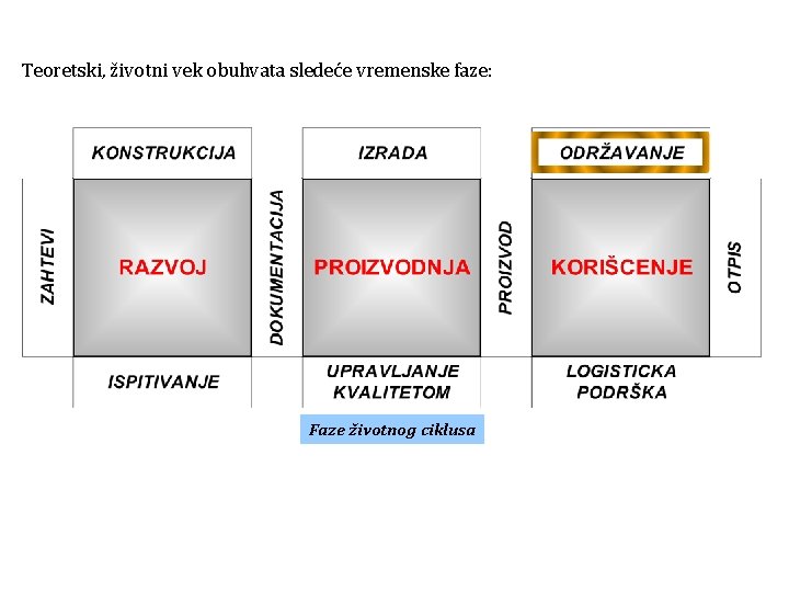 Teoretski, životni vek obuhvata sledeće vremenske faze: Faze životnog ciklusa 