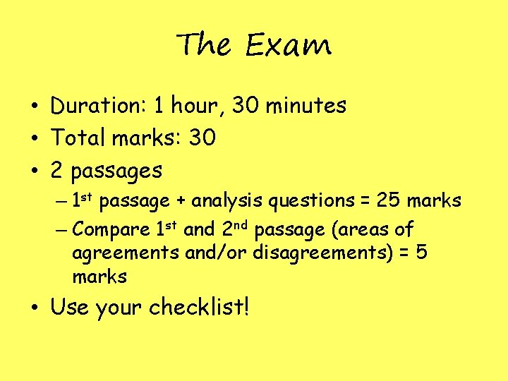 The Exam • Duration: 1 hour, 30 minutes • Total marks: 30 • 2 The Exam • Duration: 1 hour, 30 minutes • Total marks: 30 • 2