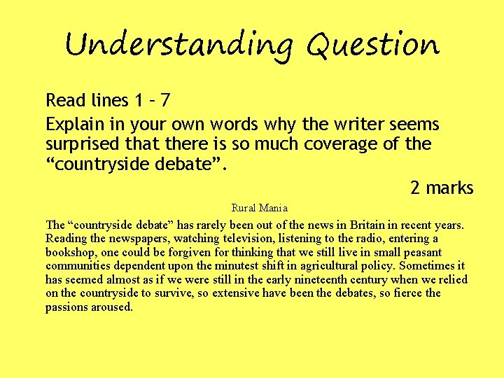 Understanding Question Read lines 1 – 7 Explain in your own words why the Understanding Question Read lines 1 – 7 Explain in your own words why the