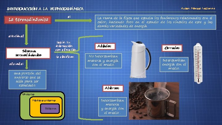 INTRODUCCIÓN A LA TERMODINÁMICA es La termodinámica Autor: Marcos Lazzarini La rama de la