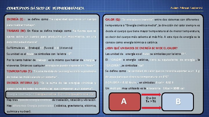 CONCEPTOS BÁSICO DE TERMODINÁMICA Autor: Marcos Lazzarini ENERGÍA (E) : se define como “la
