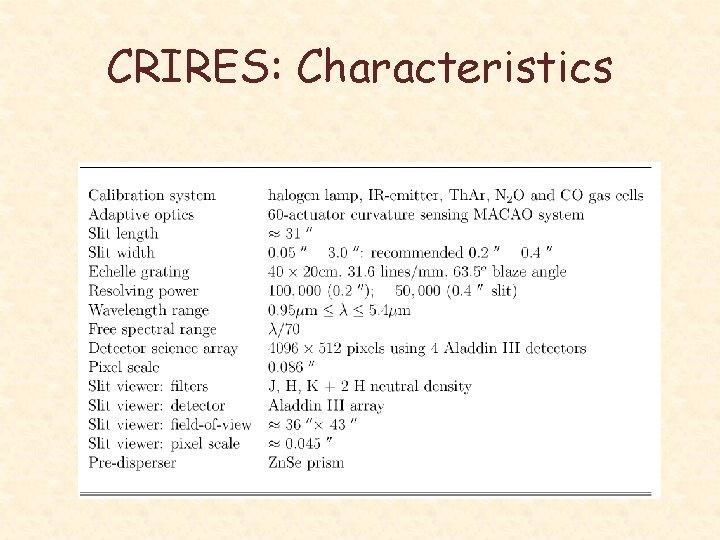 CRIRES: Characteristics 