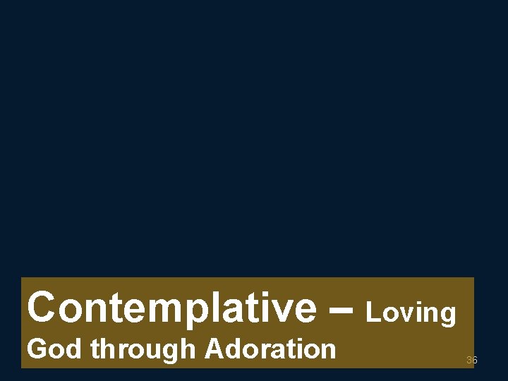 Contemplative – Loving God through Adoration 36 