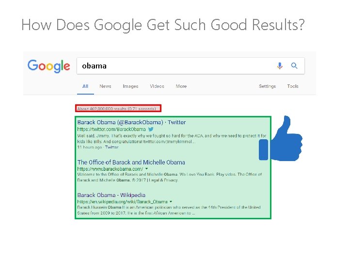 How Does Google Get Such Good Results? obama 