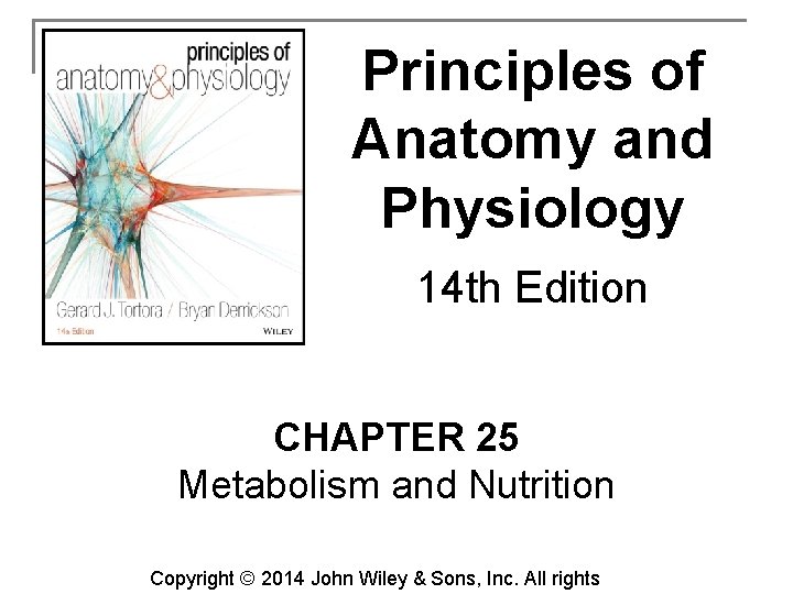Principles of Anatomy and Physiology 14 th Edition CHAPTER 25 Metabolism and Nutrition Copyright