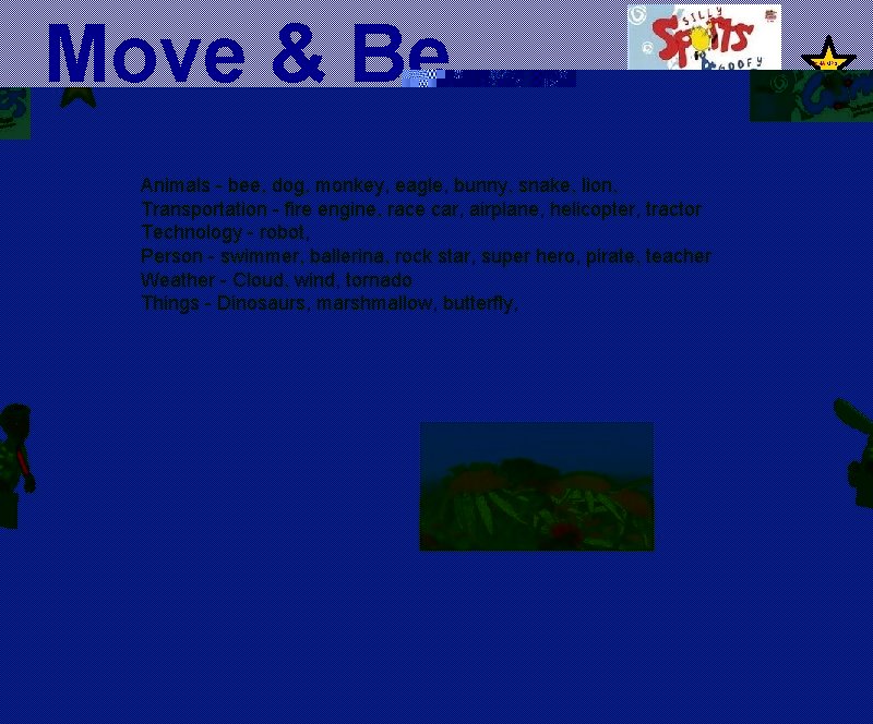 Move & Be Animals - bee, dog, monkey, eagle, bunny, snake, lion, Transportation -