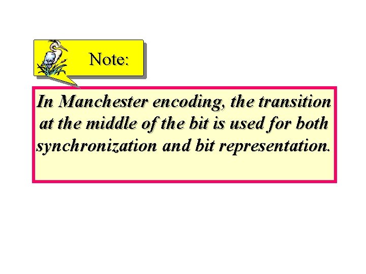Note: In Manchester encoding, the transition at the middle of the bit is used