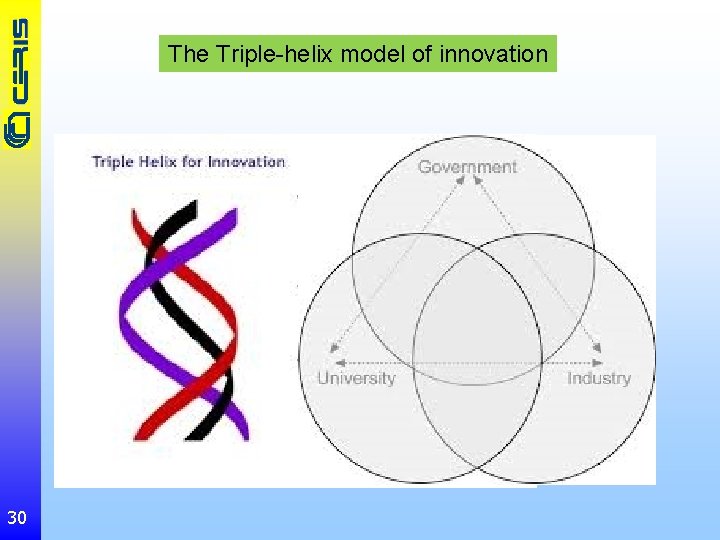 The Triple-helix model of innovation 30 
