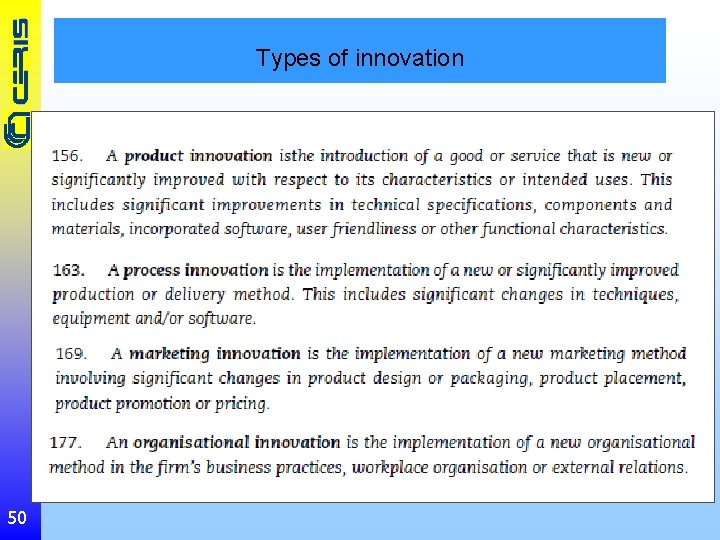 Types of innovation 50 