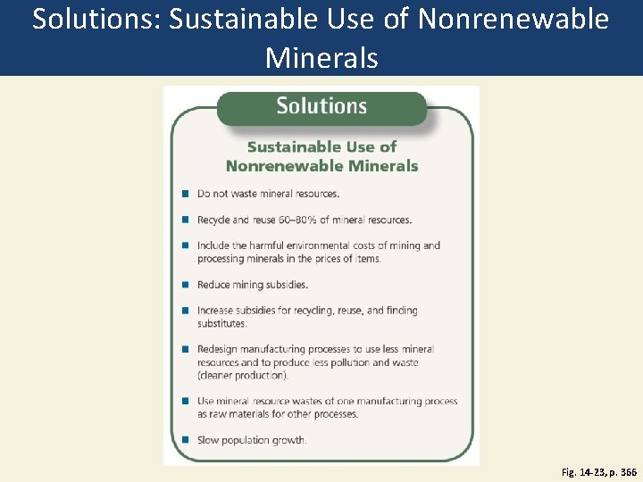 Solutions: Sustainable Use of Nonrenewable Minerals Fig. 14 -23, p. 366 