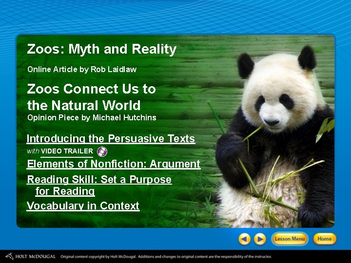 Zoos: Myth and Reality Online Article by Rob Laidlaw Zoos Connect Us to the