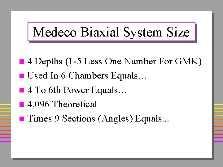 Medeco Biaxial System Size 4 Depths (1 -5 Less One Number For GMK) n
