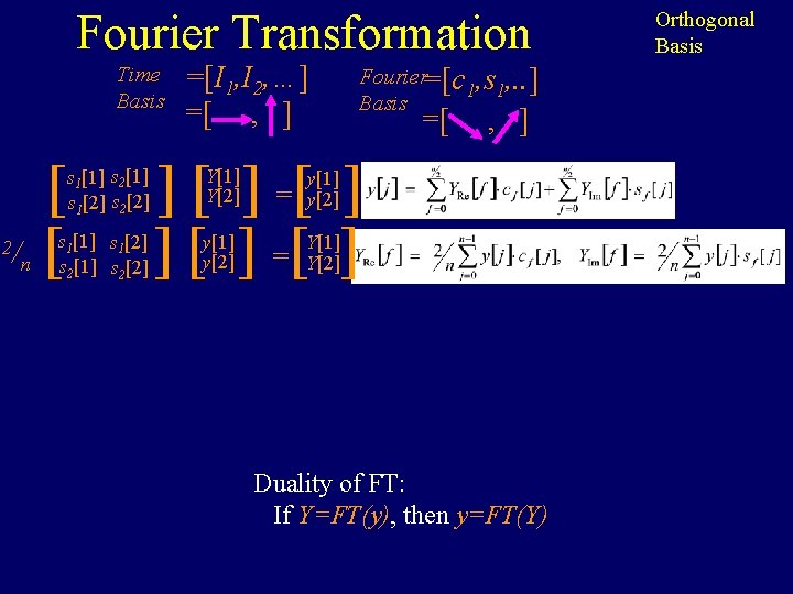 Fourier Transformation Time Basis 2/ n [ [ s 1[1] s 2[1] s 1[2]