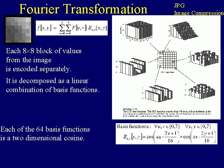 Fourier Transformation Each 8 8 block of values from the image is encoded separately.