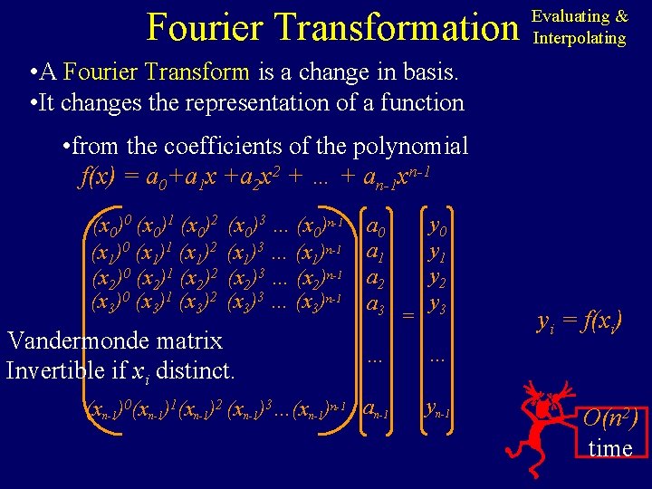 Fourier Transformation Evaluating & Interpolating • A Fourier Transform is a change in basis.