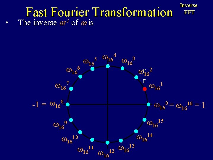  • Fast Fourier Transformation -1 Inverse FFT The inverse of is 166 165