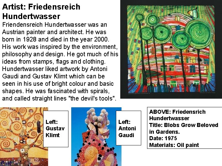 Artist: Friedensreich Hundertwasser Friendensreich Hundertwasser was an Austrian painter and architect. He was born
