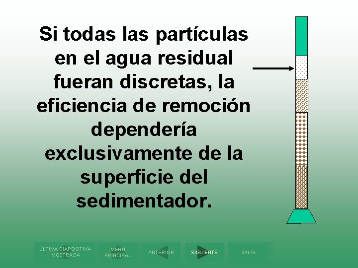 Si todas las partículas en el agua residual fueran discretas, la eficiencia de remoción