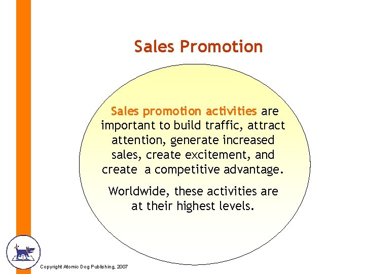 Sales Promotion Sales promotion activities are important to build traffic, attract attention, generate increased