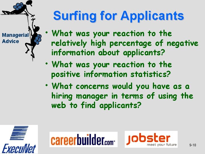 Surfing for Applicants Managerial Advice • What was your reaction to the • •