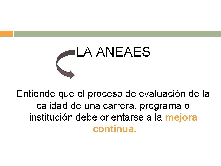 LA ANEAES Entiende que el proceso de evaluación de la calidad de una carrera,